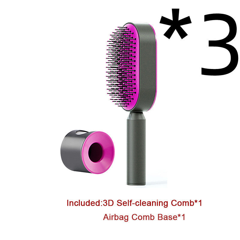 Self Cleaning Hair Brush For Women One-key Cleaning Hair Loss Airbag Massage Scalp Comb Anti-Static Hairbrush LALUBEL LLC