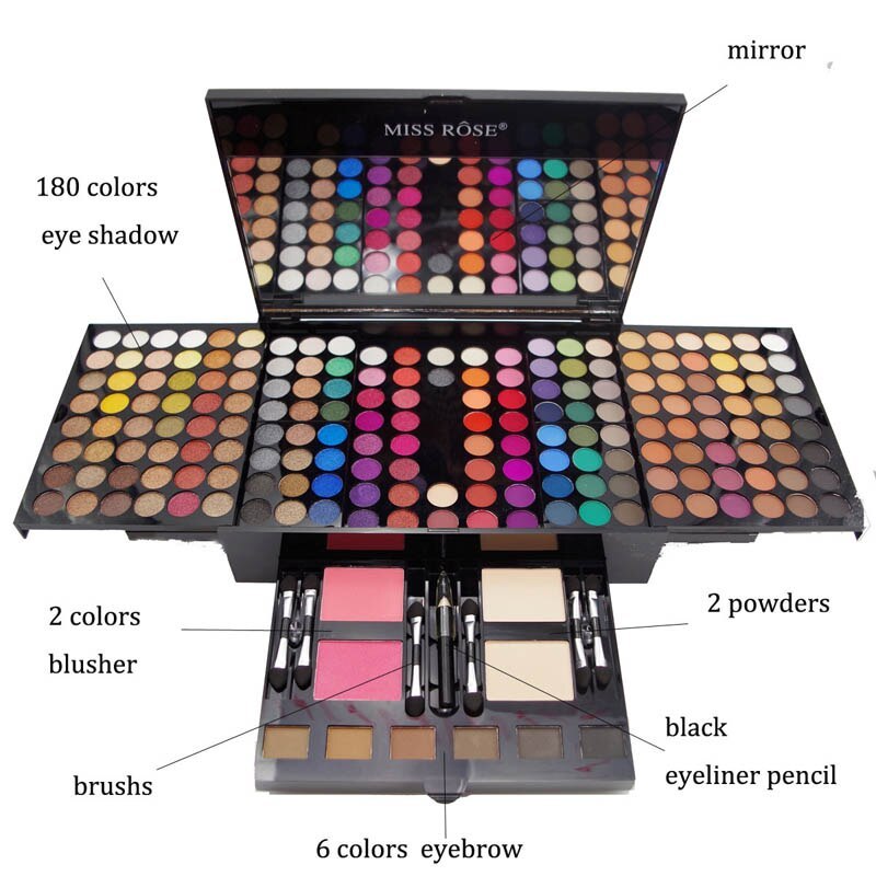 180 Colors Eyes Shadow Blush Set Personalized Piano-shaped Makeup Palette Box LALUBEL LLC