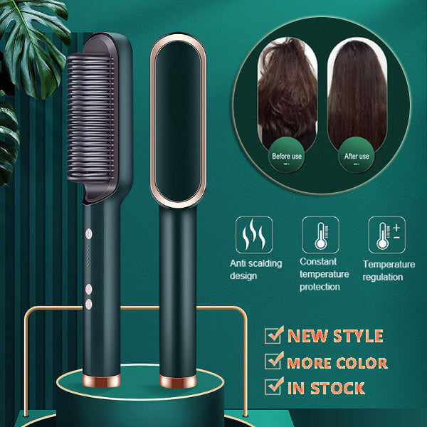 New 2 In 1 Hair Straightener Hot Comb Negative Ion Curling Tong Dual-purpose Electric Hair Brush LALUBEL LLC