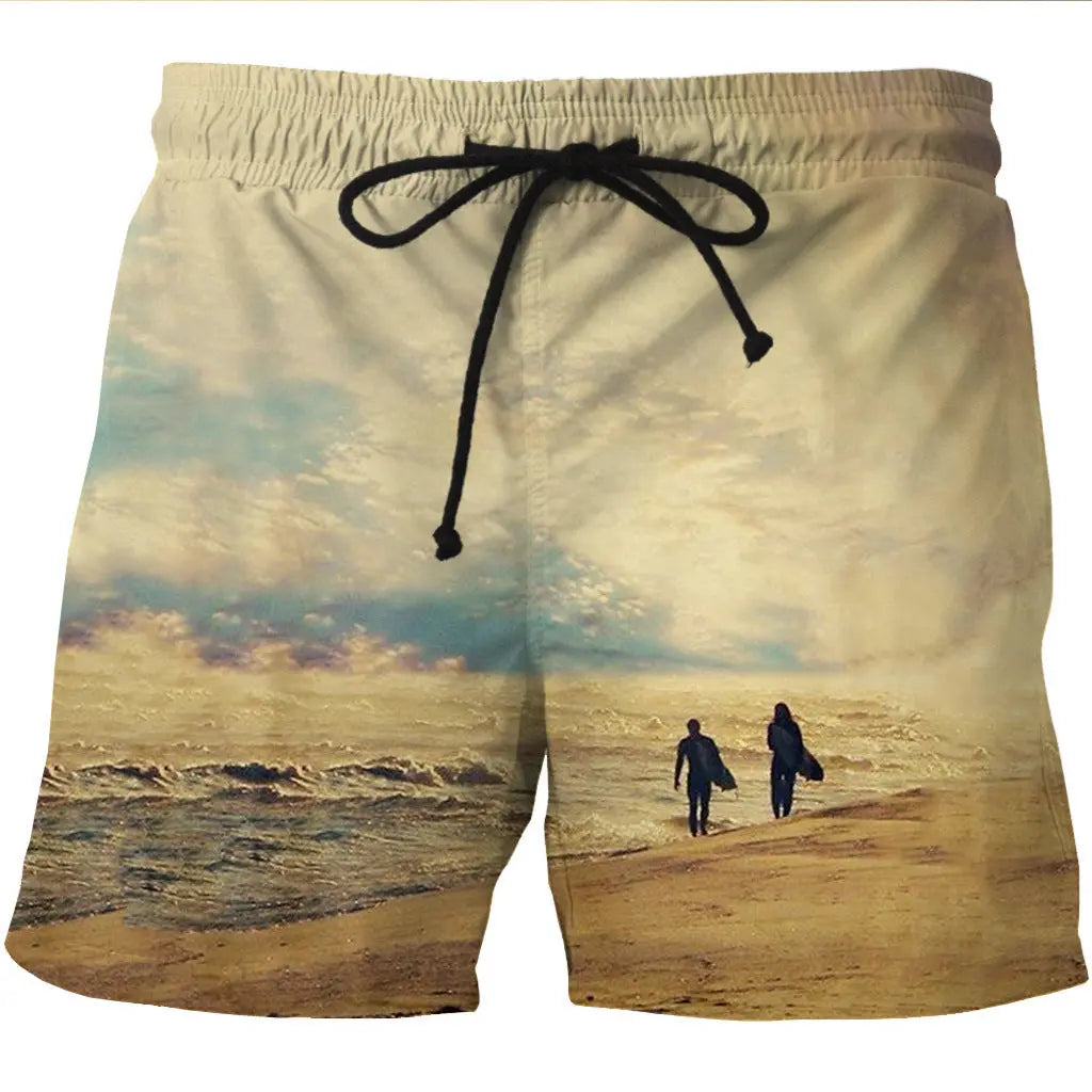 SkyVolt™ Horizon Cloud Print Shorts  Quick-Dry Beach Webmart