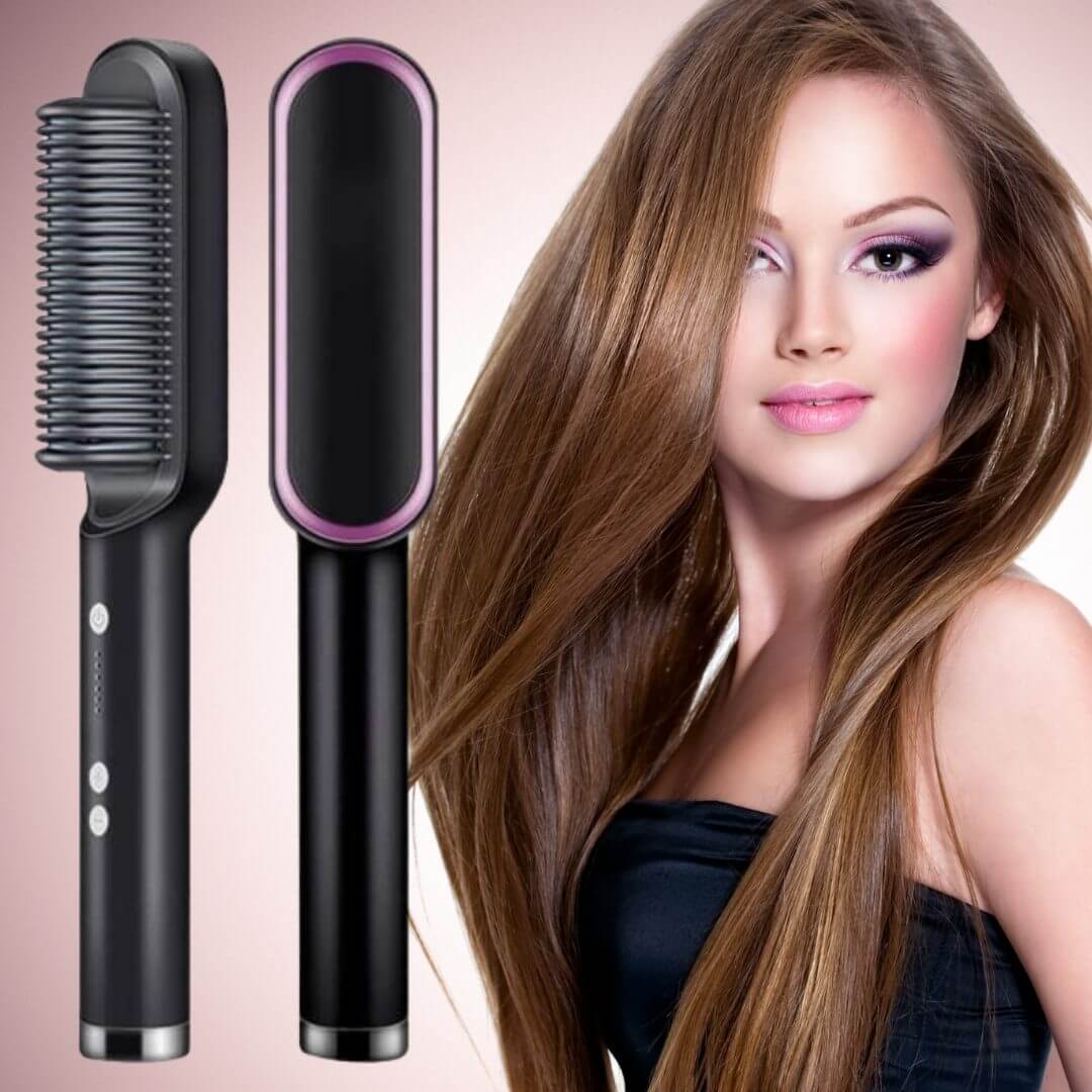 New 2 In 1 Hair Straightener Hot Comb Negative Ion Curling Tong Dual-purpose Electric Hair Brush
