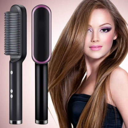 New 2 In 1 Hair Straightener Hot Comb Negative Ion Curling Tong Dual-purpose Electric Hair Brush