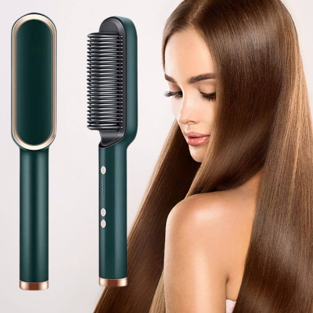 New 2 In 1 Hair Straightener Hot Comb Negative Ion Curling Tong Dual-purpose Electric Hair Brush